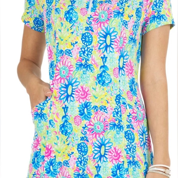 Ibkul LILLI Print Godet Dress Hot Pink/Multi Beach/Pool/Tennis/Golf Dress, S - Picture 2 of 12